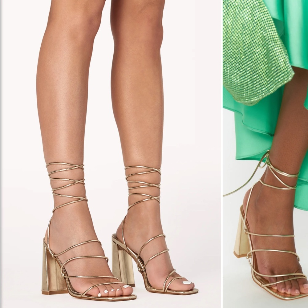 Billini Mahari Wrap Up Heel in Gold